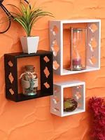 Home Sparkle Set of 3 Cube Wall Shelves (White and Black)- Amazon