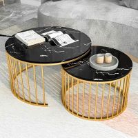 Rakhi Arts Premium Round Set of Coffee Tables Set 2 Piece Nesting Stackable Center Tables or Tea Table Set with Metal Frame- Amazon