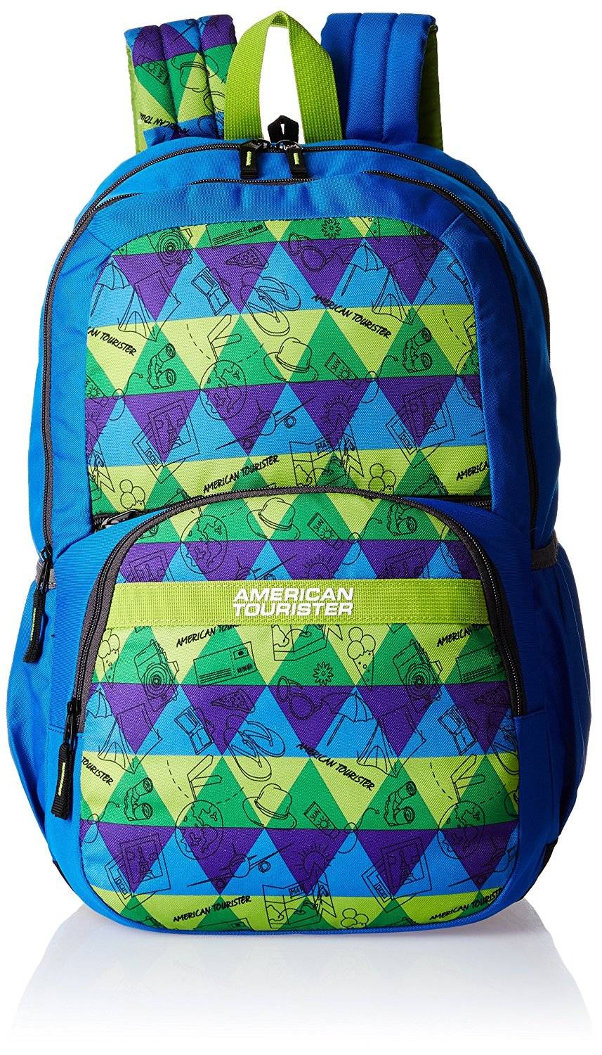American Tourister Hashtag Casual/ Laptop Backpack -(Blue/Green) with 4 compartments