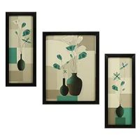 Indianara Set of 3 Beautiful Flower vases Framed Art Painting (6 X 13, 10.2 X 13, 6 X 13 inch)-Multicolour- Amazon