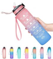 Venture Pal Water Bottle With Straw, 32 Oz Water Bottles With Times To Drink,Motivational Water Bottle With Time Marker To Inspire You Drink More Water (Plastic, Pack Of 1, Pink Blue), 32 fluid_ounce- Amazon