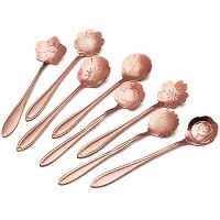 Litvibes Stainless Steel Creative Tableware Flower Dessert Spoon,Coffee Spoon,Sugar Spoon,Mixing Spoon,Tea Spoon,Stirring Spoon,Cake and Ice Cream Spoon,Stir bar Rose Gold Spoons -Set of 6 (Random)- Amazon