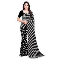 Anand Sarees Women's Pure Georgette Saree With Blouse Piece (1670_6_Black)- Amazon
