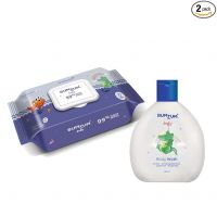 Bumtum Baby Gentle 99% Pure Water Wet Wipes with Lid - 72 Pcs.(Pack of 1) & Baby Body Wash (200 ML) Combo- Amazon