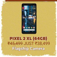 Google Pixel 2 XL @ 38499 + 10% Off with SBI Credit Cards