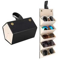 MoKo Sunglasses Organizer with 5 Slots, Travel Glasses Case Storage Portable Sunglasses Storage Case Bag Foldable Eyeglasses Holder Box Eyewear Display Containers- Amazon
