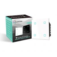 KAMONK Smart Touch Switch 4 Gang, Wi-Fi Enabled, No Additional Hubs, No Automation Related Wiring, Compatible With Amazon Alexa And Google Assistant, Add Shortcuts To Siri & Kamonk App (White)- Amazon