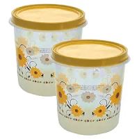 Heart Home Storage Container|Durable Plastic Floral Design BPA Free Food Kitchen Organizer with Lid|Food Utility Jar, 7 LTR, Pack of 2 (Yellow)- Amazon