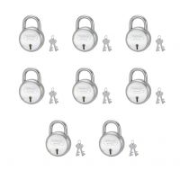 Harrison J-6/BCP-0447_PK 8 Iron 4 Levers Padlock with 2 Keys Each, Silver| Round Padlock | Used- Amazon