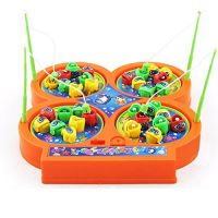 VGRASSP Fishing Game Toy Set with Rotating Board | Now with Music On/Off Switch for Quiet Play Includes 32 Fish and 4 Fishing Poles | Safe and Durable Gifts- Amazon