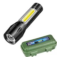SKMEI 4 Tactical Flashlight + Desk Lamp with Gift Box Focus Zoom Torch Light with 3 Modes Adjustable- Amazon
