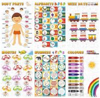 Vantagekart Alphabets, Numbers, Weekdays, Colours, Months, Body Parts Educational Wall Posters/Charts for Preschool Kids, Learning Toy- Amazon