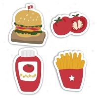 SAF Paintings Burger and Fries Theme MDF Wooden Set of 4 Fridge and Door Magnets |Home Decor Item | Kitchen Decor Item |FM-4P-23- Amazon