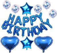 YNS CRAFTS STOCK™13 Happy Birthday Letter Foil Balloons with 10 Confetti Balloons, 2 Star foil and 2 Heart foil Balloon- Amazon