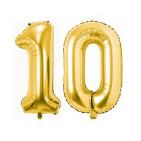 Just Party Gold Number 10 16-Inch Foil Balloons Golden - Celebrate Milestones in Elegance and Style - Perfect Decoration- Amazon