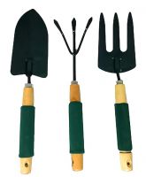 Bulfyss Gardening Tools With Grip Wooden Handle, 3 Piece (Green)- Amazon