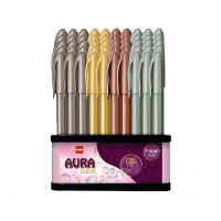 Cello Aura Shine Ball Pen | Blue Ink | Set of 50 Ball Pens | Long Needle Tip and Metallic Body | Best- Amazon