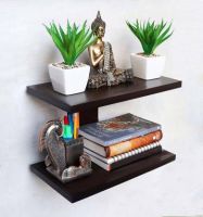 Xtenshion Crafts Wooden Wall Mount Tv Set Up Box Stand Wall Shelves Wooden Wall Shelf  (Number of Shelves - 2, Brown)- Flipkart