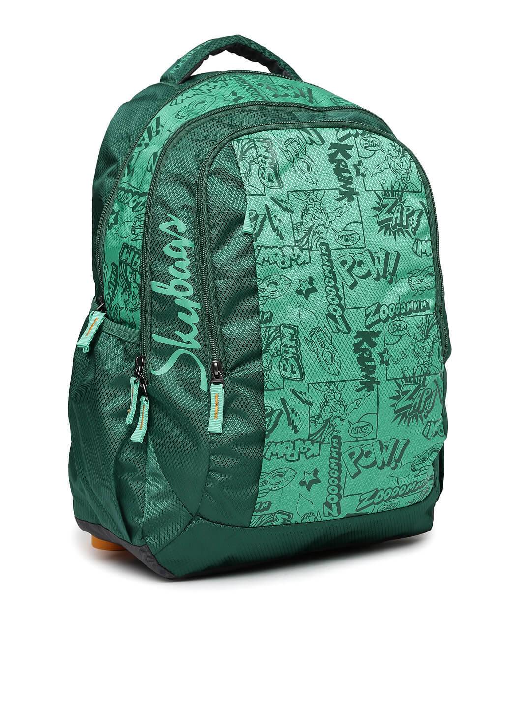 Flat 40% OFF on Skybags Unisex Teal Green Printed Backpack