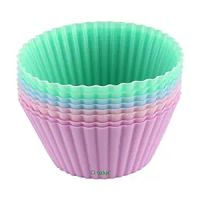 Clazkit Silicone Muffin Cup Moulds - 8 Pieces, Assorted, Silicone ,multicolour- Amazon