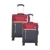 Sky Bags Sigma Cabin and Medium 8 Wheels Polyester Anti-Theft Zipper Softsided Red/Grey Combo Suitcases- Amazon