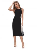 Toochki Women's Lycra Solid Bodycon Western Dress | Dress for Women | A line Dress | Winter Dress | Western Dress | Latest Women Dress | Trendy Dress- Amazon