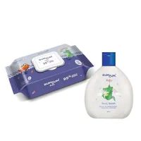 Bumtum Baby Gentle 99% Pure Water Wet Wipes with Lid - 72 Pcs.(Pack of 1) & Baby Body Wash (200 ML) Combo- Amazon