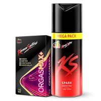 KamaSutra Spark Deodorant Mega Pack 220 ml and Orgasmax+ Condoms 10 Count- Amazon