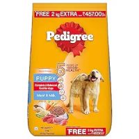 Pedigree Puppy Dry Dog Food, Meat & Milk Flavour, 20 + 2 Kg Free, Complete and Balanced Nutrition- Amazon