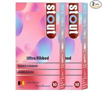 Stout Ultra Ribbed Bubblegum Flavoured Condoms for Men|Lubricated- Amazon