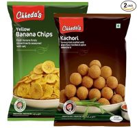 Chheda's - Yellow Banana Chips (300 Gm) and Dry Kachori (300 Gm) | Banana Wafers | Indian Namkeen | Tasty Snacks | Ready to Eat - Combo Pack- Amazon