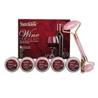 NutriGlow Wine Facial Kit 6-Pieces Skin Care Set For Anti-aging, Pore Tightening, 250gm+10ml with Jade Roller- Amazon