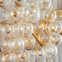 Just Party Golden Confetti Balloons For Decoration - Pack Of 10 Transparent Balloons | Balloon Decoration For Birthday Celebrations - Rubber- Amazon
