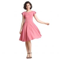 KERI PERRY Women Dress, Western Dress, Short Dress, Pink Dress, Impoted Lycra Dress, A-Line Dress, Flared Dress, Stylish Dress for Women Maxi Dress, Midi Dress, One Piece Dress, Western Dress- Amazon