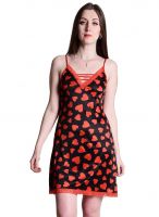 Senslife Women's V Neck Nightwear Sleepwear Satin Heart Printed Short Nighty SL015- Amazon