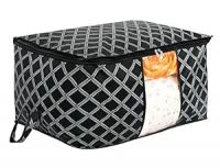 Kuber Industries Non-Woven Check Print Jumbo Underbed Storage Bag|Clothes Organizer For Clothes, Quilts, Blankets With Handle (Black)- Amazon