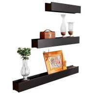 Home Sparkle Set of 3 Wall Shelves Engineered Wood (Black)- Amazon