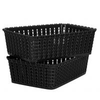 Cutting EDGE Multipurpose Plastic Sturdy Woven Storage Baskets (Black, mini) - Set of 2- Amazon