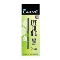 LAKMÉ Eyeconic Insta Cool Kajal, Black, Cooling Kohl Liner With Cucumber, Twist Up Pencil - Waterproof, Smudge Proof & Long Lasting Eye Makeup, Glossy, 0.35 G- Amazon