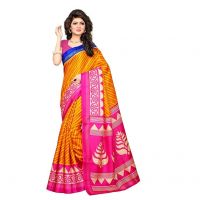 SAREE MALL Women's Art Silk sarees (Yellow_Saree- Amazon
