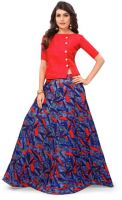 VM TEJANI Printed Semi Stitched Lehenga Choli  (Red)- Flipkart