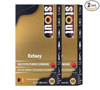 Stout Multitextured Strawberry Flavoured Extacy Condoms for Men|Lubricated- Amazon