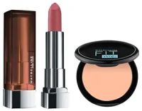 Maybelline New York Matte Lipstick, Intense Colour, 507 Almond Pink, 3.9g & Maybelline New York Compact Powder, With SPF to Protect Skin from Sun, Absorbs Oil, Fit Me, 115 Ivory, 6g- Amazon