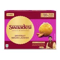 Unibic Swaadesi Dryfruit Besan Laddoo I Made with Pure Desi Ghee I Handcrafted Traditional Indian Sweets I Authentic Laddoo Taste - 240 gm- Amazon