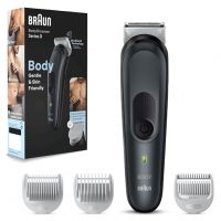 Braun Body Groomer 3 For Men From Gillette,Bg3340,Ball Trimmer,Manscaping Tool,Skinshield Technology,Sensitive Comb,Lifetime Sharp Metal Blade,Comfort,Gentle & Skin Friendly,Waterproof,Gray/Black- Amazon