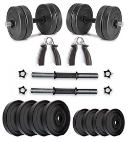 FitBox Sports Dumbbells Combo Weigth Plates & Hand Grips 10kg, Black- Amazon