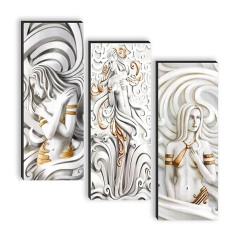 SAF paintings set of 3 Abstract Women UV textured self adeshive wall p- Amazon
