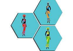 SAF paintings Set of 3 Hexagon modern art MDF Board UV Textured Painti- Amazon