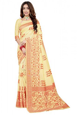 Glory Sarees Womens Banarasi Silk Saree (GS_Bengali_Silk_102_White)- Amazon