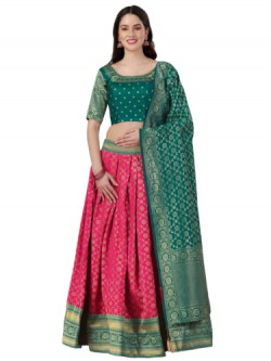 Fashion Basket Silk Woven Pink Lehenga choli For womens...- Amazon